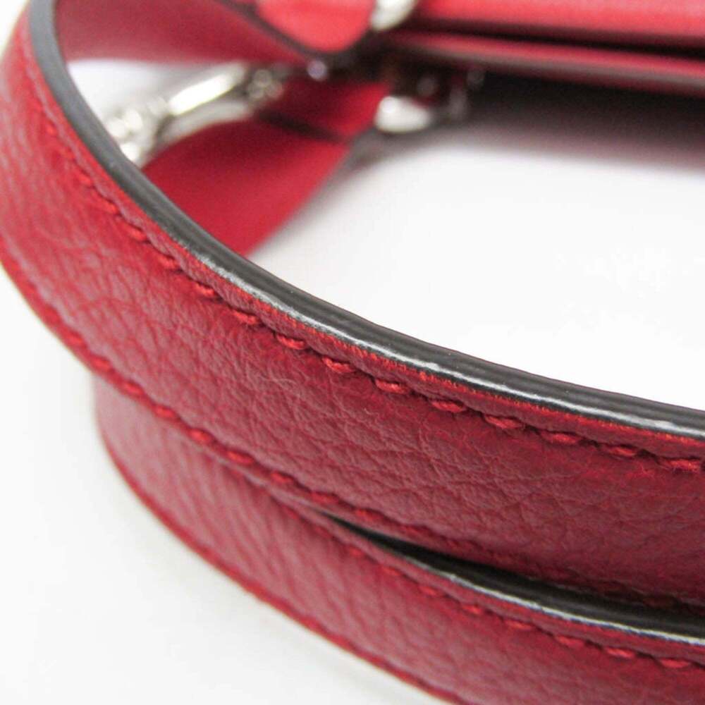GUCCI Red Leather Bamboo Shoulder Bag - Picture 11 of 16